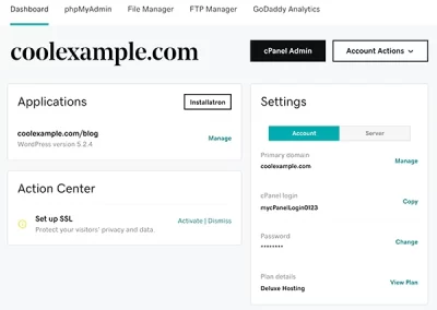 GoDaddy - Account Page
