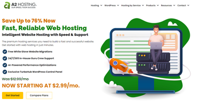 a2-shared-quick-info A2 hosting home page screenshot