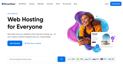 dreamhost home page screenshot