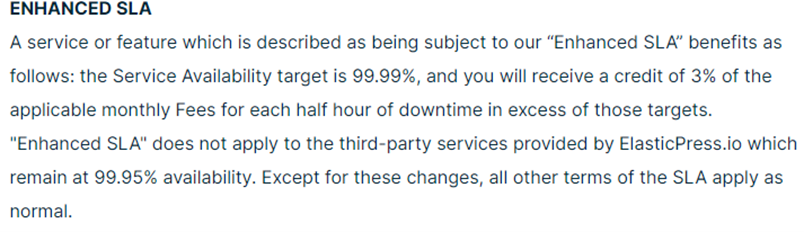 WP Engine uptime text screenshot